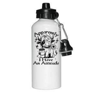 Apparently I Have An Attitude Who Knew Funny Cow Retro Meme Aluminum Water Bottle