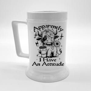 Apparently I Have An Attitude Who Knew Funny Cow Retro Meme Beer Stein