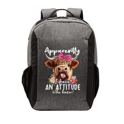 Apparently I Have An Attitude Who Knew Sarcasm Highland Cow Gift Vector Backpack