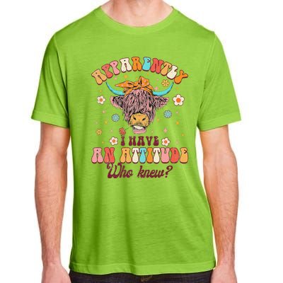 Apparently I Have An Attitude Funny Cow Lover Sarcasm Groovy Adult ChromaSoft Performance T-Shirt