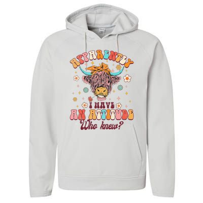 Apparently I Have An Attitude Funny Cow Lover Sarcasm Groovy Performance Fleece Hoodie