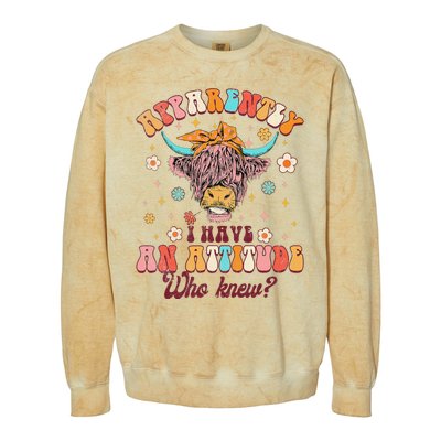 Apparently I Have An Attitude Funny Cow Lover Sarcasm Groovy Colorblast Crewneck Sweatshirt