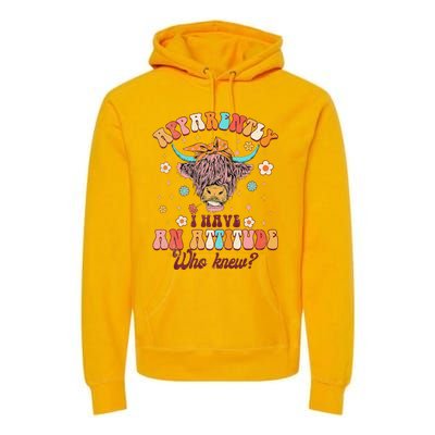 Apparently I Have An Attitude Funny Cow Lover Sarcasm Groovy Premium Hoodie