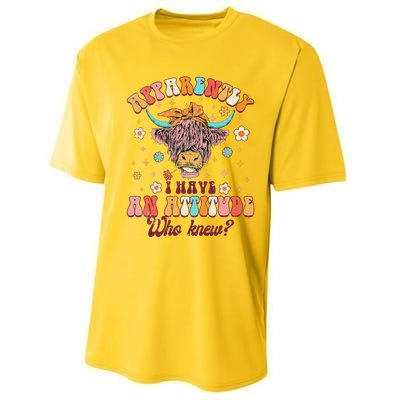 Apparently I Have An Attitude Funny Cow Lover Sarcasm Groovy Performance Sprint T-Shirt