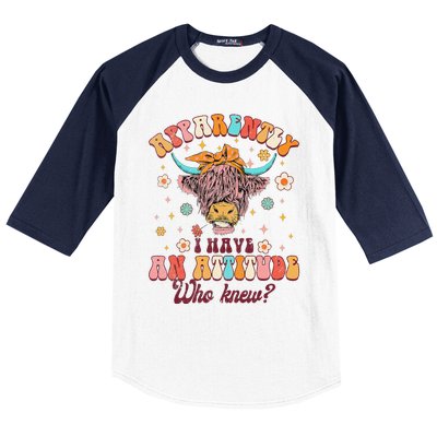 Apparently I Have An Attitude Funny Cow Lover Sarcasm Groovy Baseball Sleeve Shirt