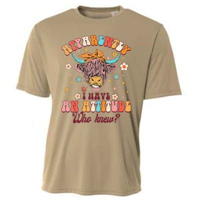 Apparently I Have An Attitude Funny Cow Lover Sarcasm Groovy Cooling Performance Crew T-Shirt