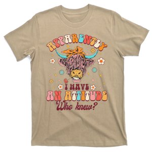 Apparently I Have An Attitude Funny Cow Lover Sarcasm Groovy T-Shirt