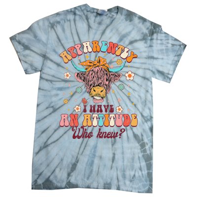 Apparently I Have An Attitude Funny Cow Lover Sarcasm Groovy Tie-Dye T-Shirt