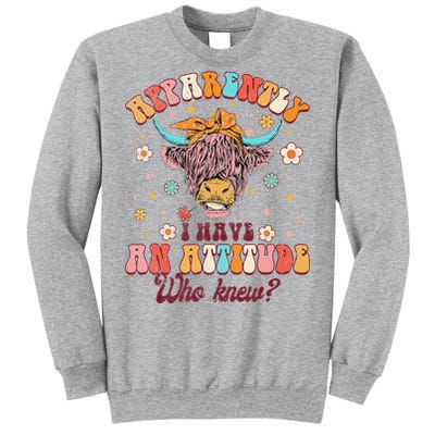 Apparently I Have An Attitude Funny Cow Lover Sarcasm Groovy Sweatshirt