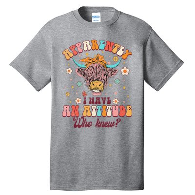 Apparently I Have An Attitude Funny Cow Lover Sarcasm Groovy Tall T-Shirt