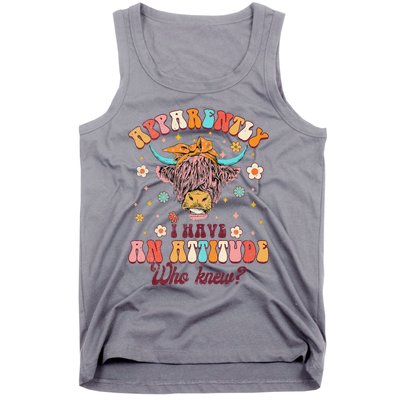 Apparently I Have An Attitude Funny Cow Lover Sarcasm Groovy Tank Top