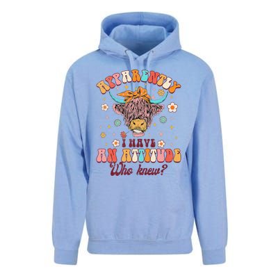 Apparently I Have An Attitude Funny Cow Lover Sarcasm Groovy Unisex Surf Hoodie