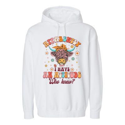 Apparently I Have An Attitude Funny Cow Lover Sarcasm Groovy Garment-Dyed Fleece Hoodie