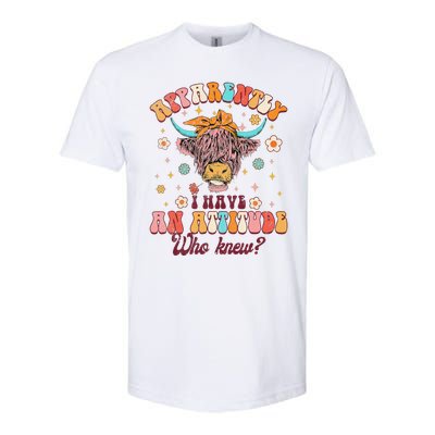 Apparently I Have An Attitude Funny Cow Lover Sarcasm Groovy Softstyle CVC T-Shirt