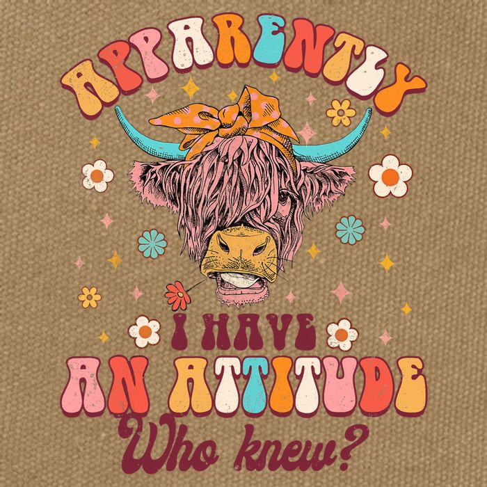 Apparently I Have An Attitude Funny Cow Lover Sarcasm Groovy Cotton Canvas Backpack