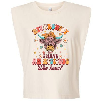 Apparently I Have An Attitude Funny Cow Lover Sarcasm Groovy Garment-Dyed Women's Muscle Tee
