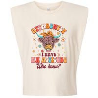 Apparently I Have An Attitude Funny Cow Lover Sarcasm Groovy Garment-Dyed Women's Muscle Tee