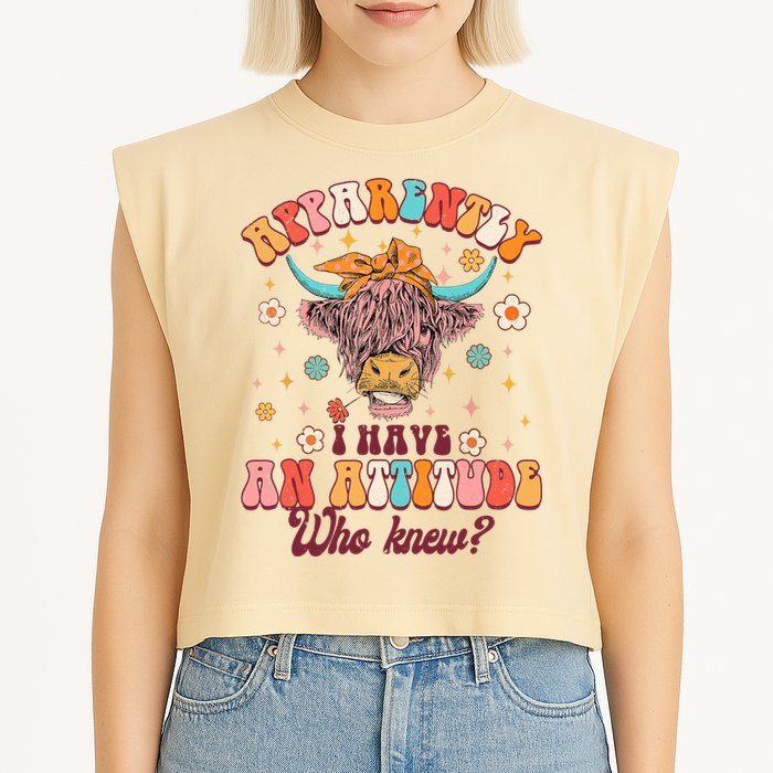 Apparently I Have An Attitude Funny Cow Lover Sarcasm Groovy Garment-Dyed Women's Muscle Tee
