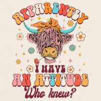Apparently I Have An Attitude Funny Cow Lover Sarcasm Groovy Garment-Dyed Women's Muscle Tee