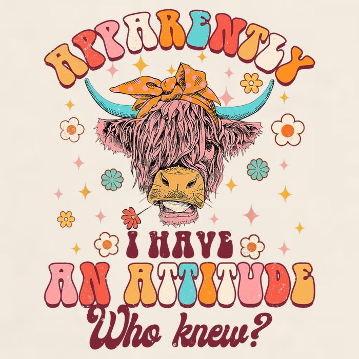 Apparently I Have An Attitude Funny Cow Lover Sarcasm Groovy Garment-Dyed Women's Muscle Tee