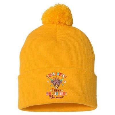 Apparently I Have An Attitude Funny Cow Lover Sarcasm Groovy Pom Pom 12in Knit Beanie