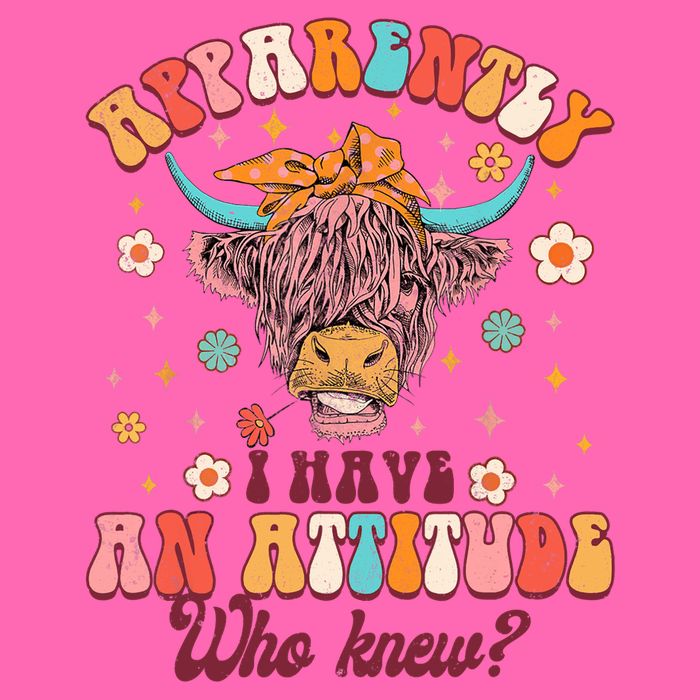 Apparently I Have An Attitude Funny Cow Lover Sarcasm Groovy Stripe Pom Pom Beanie