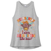Apparently I Have An Attitude Funny Cow Lover Sarcasm Groovy Ladies PosiCharge Tri-Blend Wicking Tank