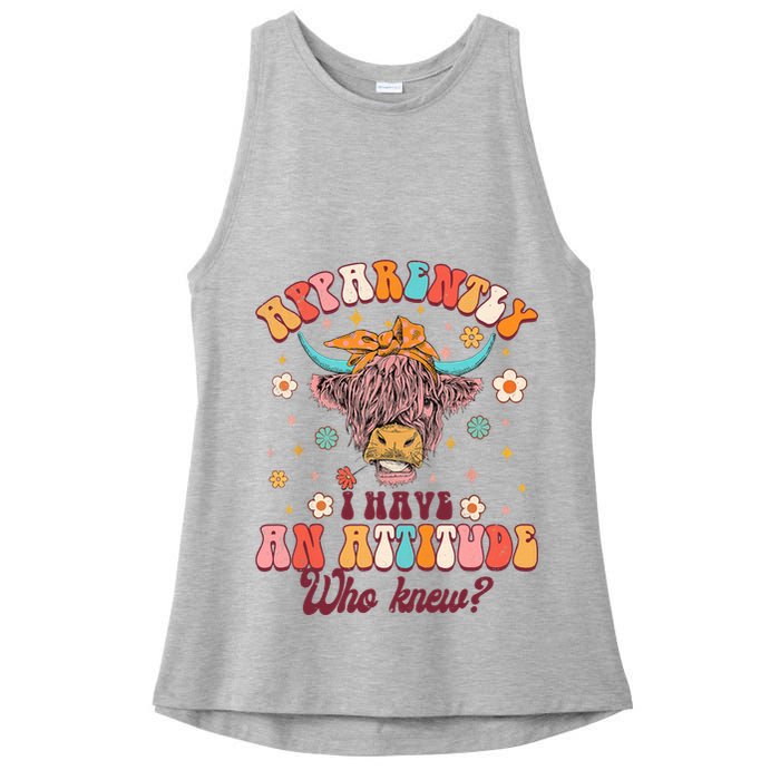Apparently I Have An Attitude Funny Cow Lover Sarcasm Groovy Ladies PosiCharge Tri-Blend Wicking Tank