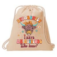 Apparently I Have An Attitude Funny Cow Lover Sarcasm Groovy Drawstring Bag