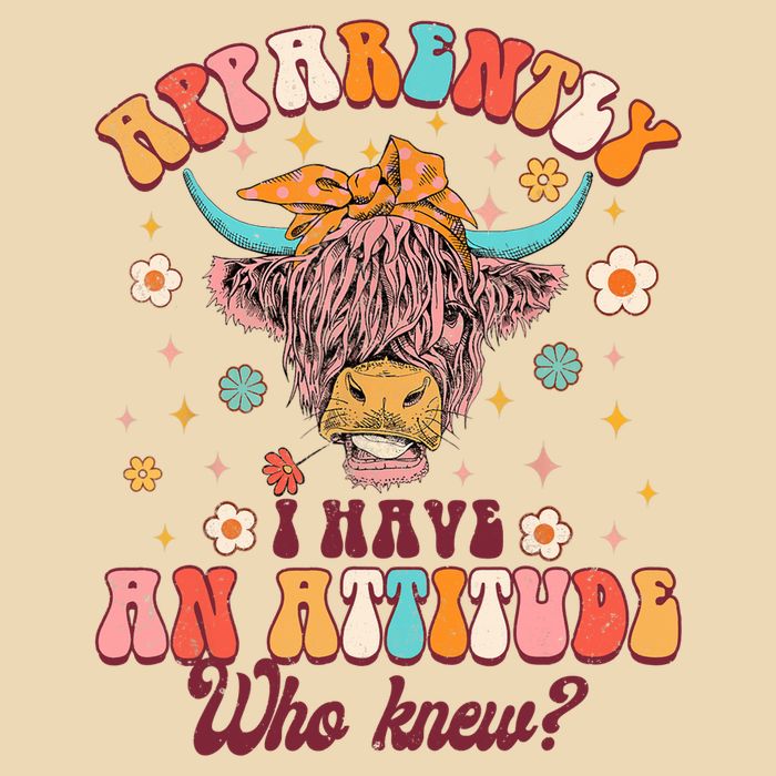Apparently I Have An Attitude Funny Cow Lover Sarcasm Groovy Drawstring Bag