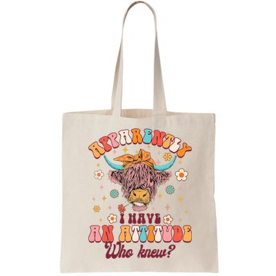 Apparently I Have An Attitude Funny Cow Lover Sarcasm Groovy Bag