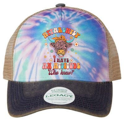 Apparently I Have An Attitude Funny Cow Lover Sarcasm Groovy Legacy Tie Dye Trucker Hat