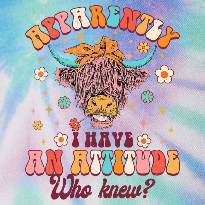 Apparently I Have An Attitude Funny Cow Lover Sarcasm Groovy Legacy Tie Dye Trucker Hat