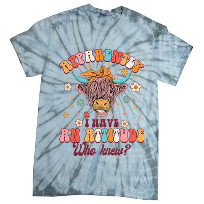 Apparently I Have An Attitude Funny Cow Lover Sarcasm Groovy Tie-Dye T-Shirt
