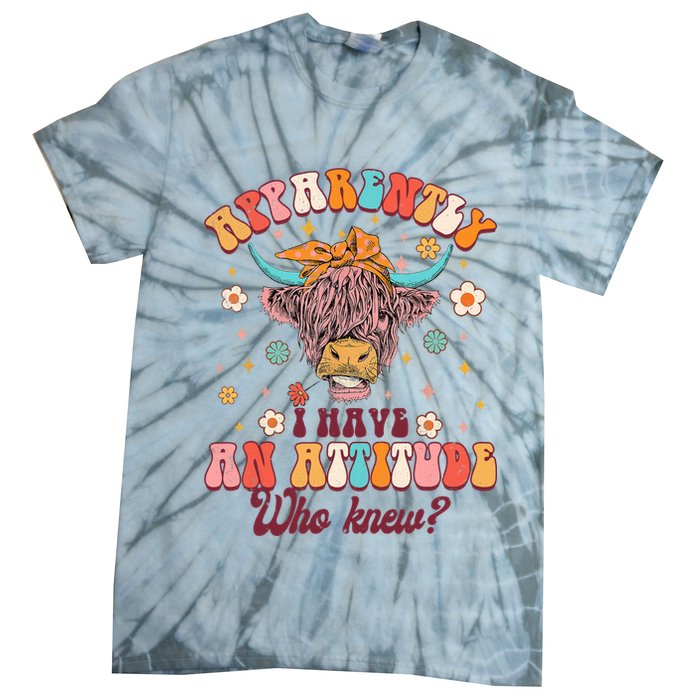 Apparently I Have An Attitude Funny Cow Lover Sarcasm Groovy Tie-Dye T-Shirt