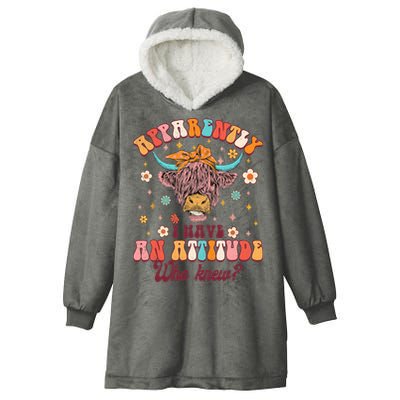 Apparently I Have An Attitude Funny Cow Lover Sarcasm Groovy Hooded Wearable Blanket