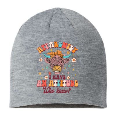 Apparently I Have An Attitude Funny Cow Lover Sarcasm Groovy Sustainable Beanie
