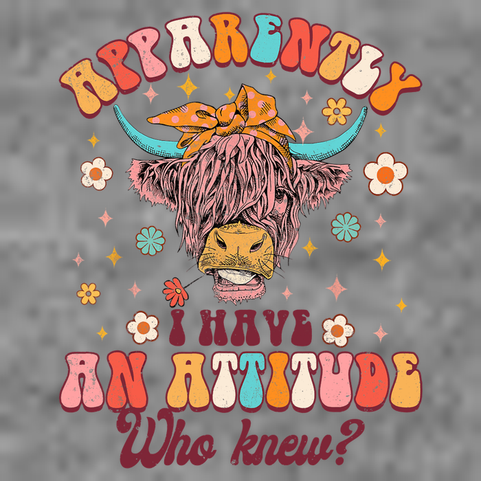 Apparently I Have An Attitude Funny Cow Lover Sarcasm Groovy Sustainable Beanie