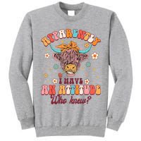 Apparently I Have An Attitude Funny Cow Lover Sarcasm Groovy Tall Sweatshirt