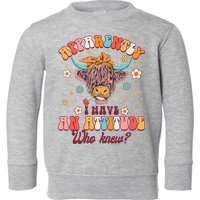 Apparently I Have An Attitude Funny Cow Lover Sarcasm Groovy Toddler Sweatshirt