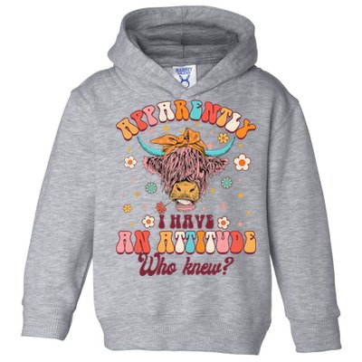 Apparently I Have An Attitude Funny Cow Lover Sarcasm Groovy Toddler Hoodie