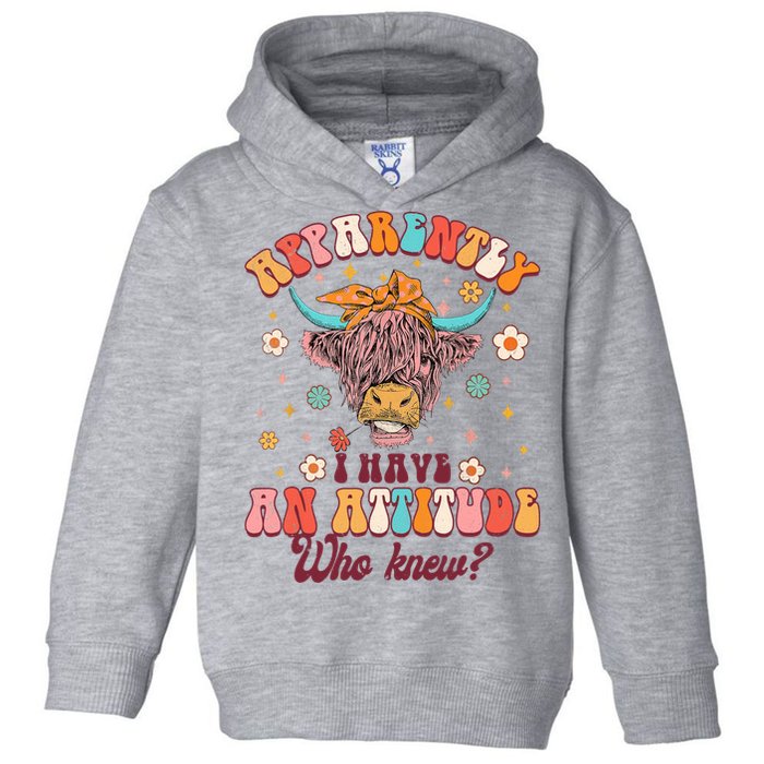 Apparently I Have An Attitude Funny Cow Lover Sarcasm Groovy Toddler Hoodie