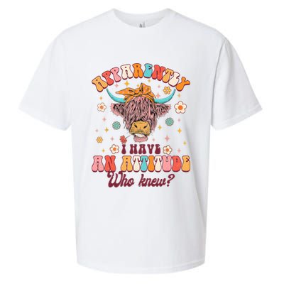 Apparently I Have An Attitude Funny Cow Lover Sarcasm Groovy Sueded Cloud Jersey T-Shirt
