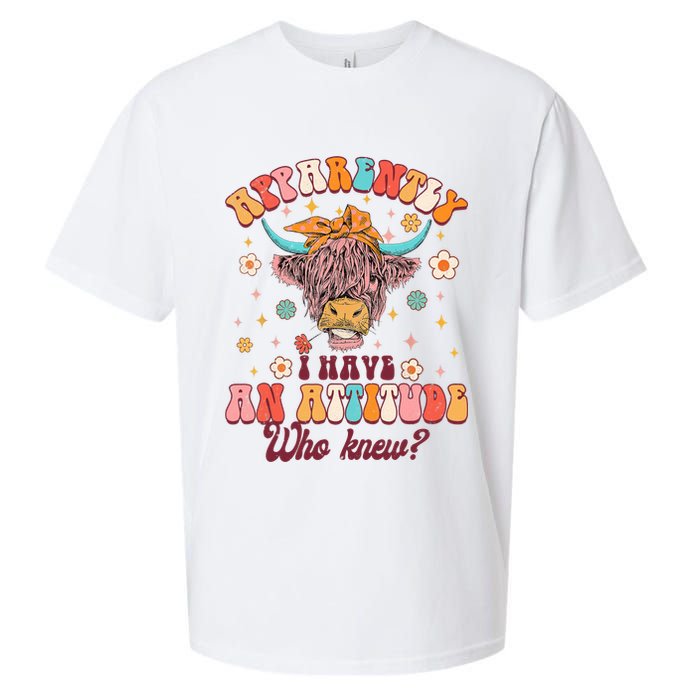 Apparently I Have An Attitude Funny Cow Lover Sarcasm Groovy Sueded Cloud Jersey T-Shirt