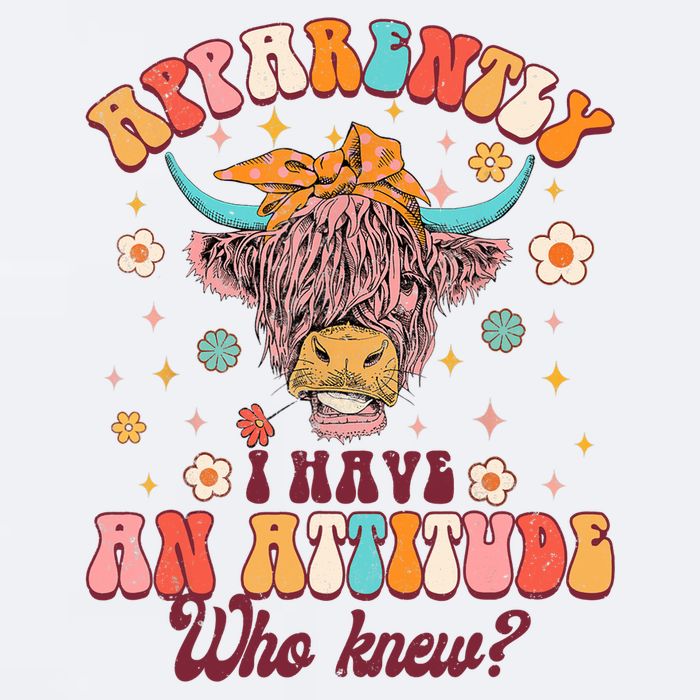 Apparently I Have An Attitude Funny Cow Lover Sarcasm Groovy Sueded Cloud Jersey T-Shirt