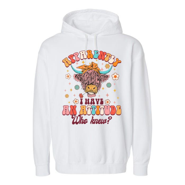 Apparently I Have An Attitude Funny Cow Lover Sarcasm Groovy Garment-Dyed Fleece Hoodie