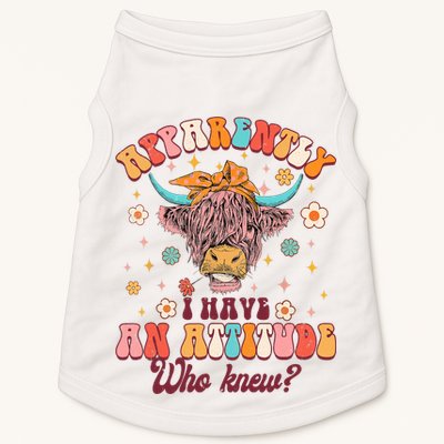 Apparently I Have An Attitude Funny Cow Lover Sarcasm Groovy Doggie Tank