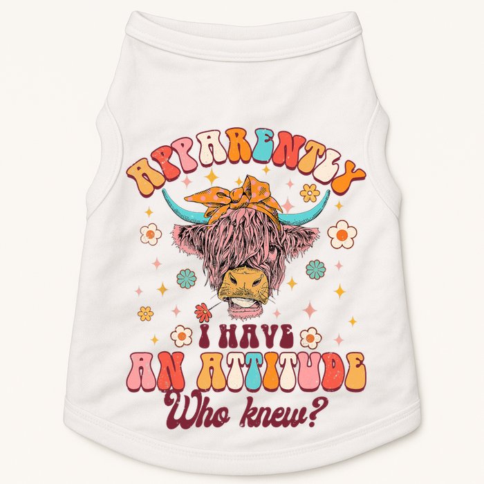 Apparently I Have An Attitude Funny Cow Lover Sarcasm Groovy Doggie Tank