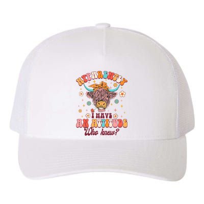 Apparently I Have An Attitude Funny Cow Lover Sarcasm Groovy Yupoong Adult 5-Panel Trucker Hat