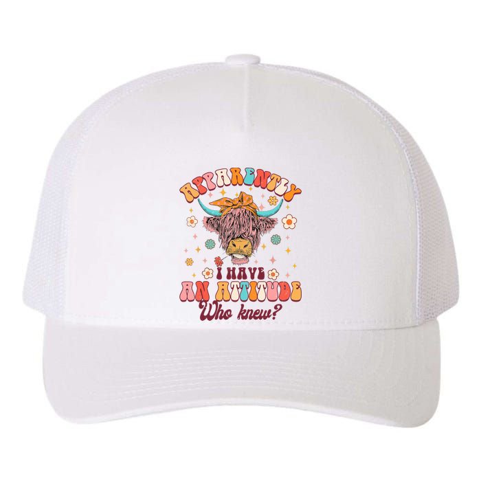 Apparently I Have An Attitude Funny Cow Lover Sarcasm Groovy Yupoong Adult 5-Panel Trucker Hat